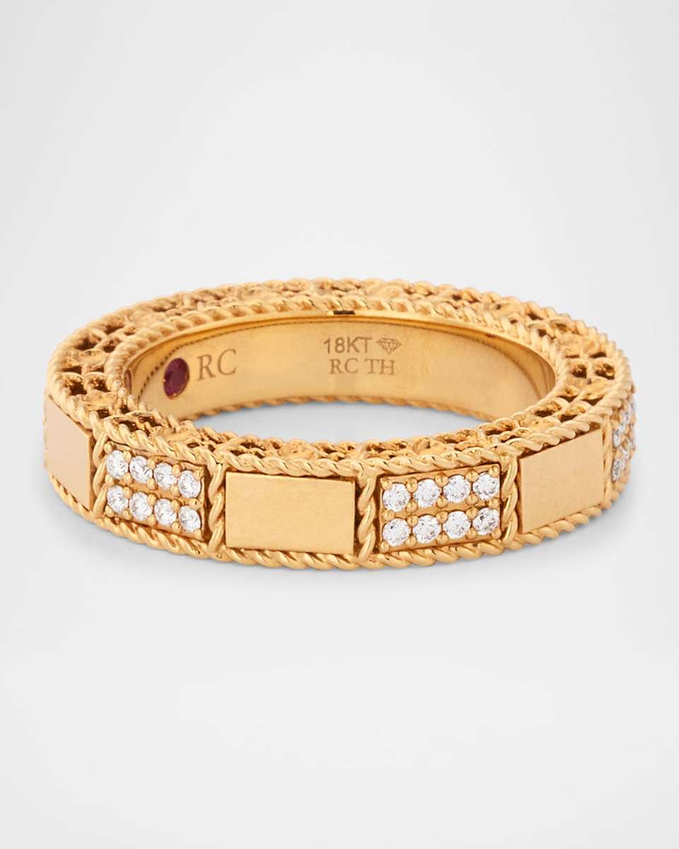 18K Rose Gold Diamond Mosaic Ring, Size 6.5